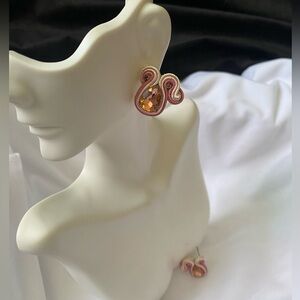 Elegant Pink and Gold Earrings